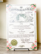 Marriage Certificates on wood