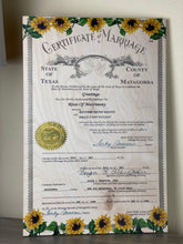 Marriage Certificates on wood