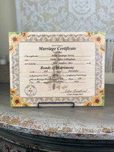 Marriage Certificates on wood