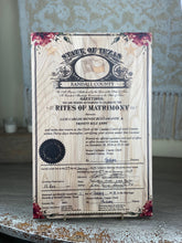 Marriage Certificates on wood