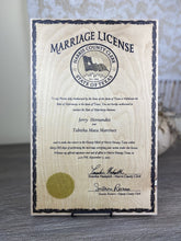 Marriage Certificates on wood