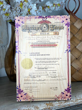 Marriage Certificates on wood