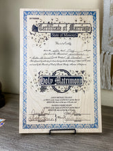 Marriage Certificates on wood