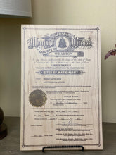 Marriage Certificates on wood