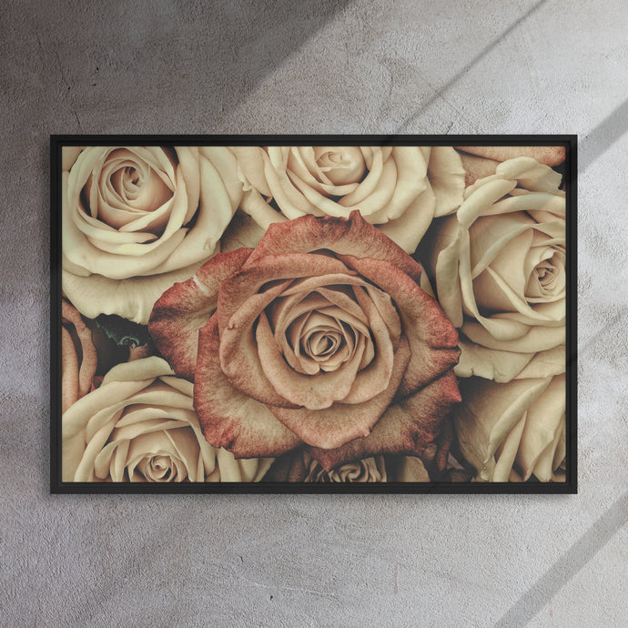 Vintage Rose Wooden Framed canvas