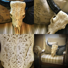 Hand Carved Cow Skulls