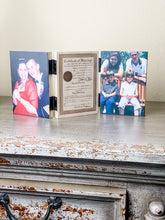 Memory Tri-fold on wood