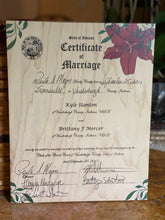 The Broken Plank prints your marriage certificate on wood! Our handcrafted products are made in Texas! Want to personalize or restore your marriage certificate? Click the option below