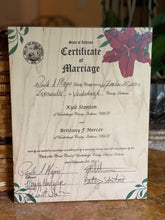 The Broken Plank prints your marriage certificate on wood! Our handcrafted products are made in Texas! Want to personalize or restore your marriage certificate? Click the option below