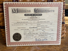 The Broken Plank prints your marriage certificate on wood! Our handcrafted products are made in Texas! Want to personalize or restore your marriage certificate? Click the option below