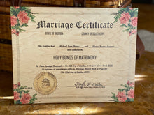 The Broken Plank prints your marriage certificate on wood! Our handcrafted products are made in Texas! Want to personalize or restore your marriage certificate? Click the option below
