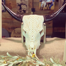 Hand Carved Cow Skulls