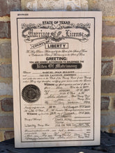 The Broken Plank prints your marriage certificate on wood! Our handcrafted products are made in Texas! Want to personalize or restore your marriage certificate? Click the option below