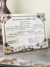 Marriage Certificates on wood