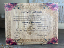 Marriage Certificates on wood