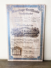 Marriage Certificates on wood