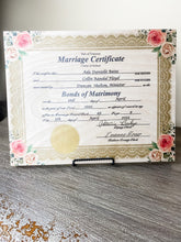 Marriage Certificates on wood