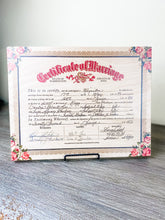 Marriage Certificates on wood