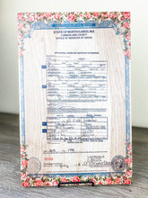 Marriage Certificates on wood