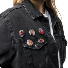 Set of five personalized photo pin buttons