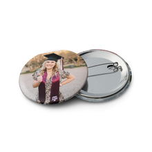 Set of five personalized photo pin buttons