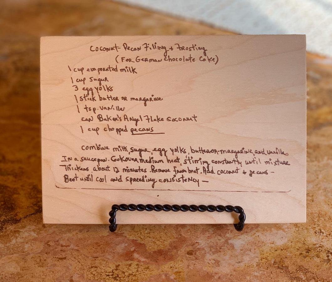 Recipes printed on wood