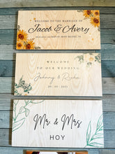 "Welcome to our wedding" wooden sign