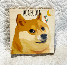 Dogecoin design on wood