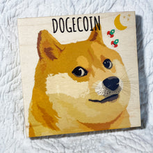 Dogecoin design on wood