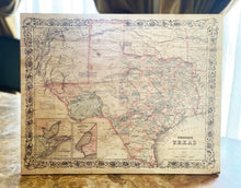Vintage Texas map of 1870 printed on wood