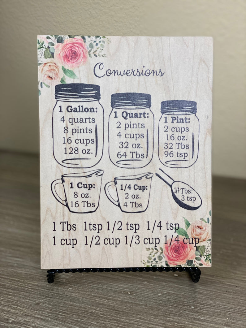 Mason Jar Conversion Chart on Wood