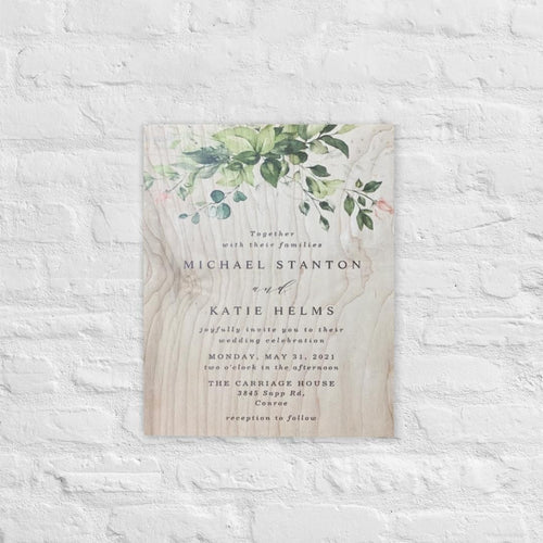 Wedding Invitation printed on wood