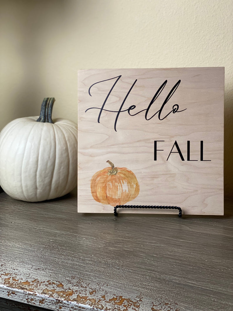 Hello Fall wooden custom sign.